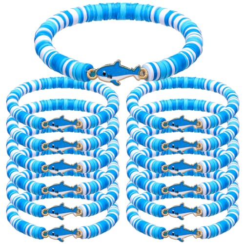 Huquary 24 Pcs Shark Party Favor Ocean Sea Life Shark Bracelets Gift Under The Sea Themed Birthday Party Gift Decorations Supplies Ocean Birthday Bracelets