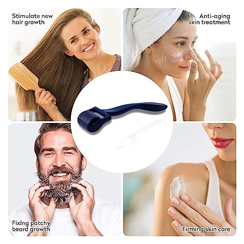 Image of Linoges Derma Roller 1.50mm for Hair & Beard Growth - 540 Titanium Micro Needles for Hair Regrowth, Beard Growth, Acne Scar Reduction & Skin Rejuvenation - Safe for Men & Women (Black)
