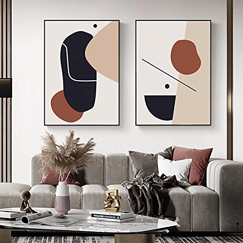 Toile art mural géométrique abstrait 70x100cm lot de 2 tableaux salon