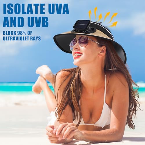 Visera con ventilador solar y protección UV para mujer miniatura 4