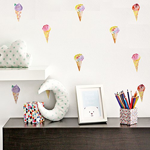 Hacaso 30 Pcs 1.9 Inches By 4.3 Inches Colorful Ice-Cream Wall Decal Sticker For Kids Bedroom Decor -Diy Home Decor Vinyl Ice-Cream Mural Baby Nursery Room Wallpaper #TOP27