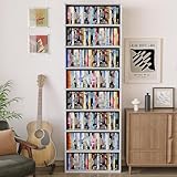 VPSMAT 8 Tier DVD Storage Shelf, Wooden DVD Shelf Storage up to 280+ DVD or 1000+ CD, 8 Tier Media Tower for Bedroom, Living Room, 70.9' x 23.6' x 9', White