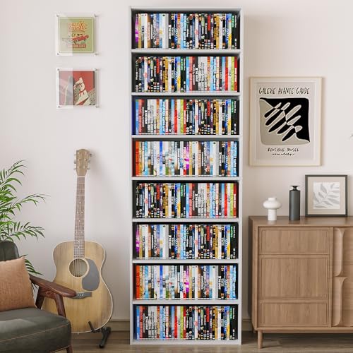 VPSMAT 8 Tier DVD Storage Shelf, Wooden DVD Shelf Storage up
