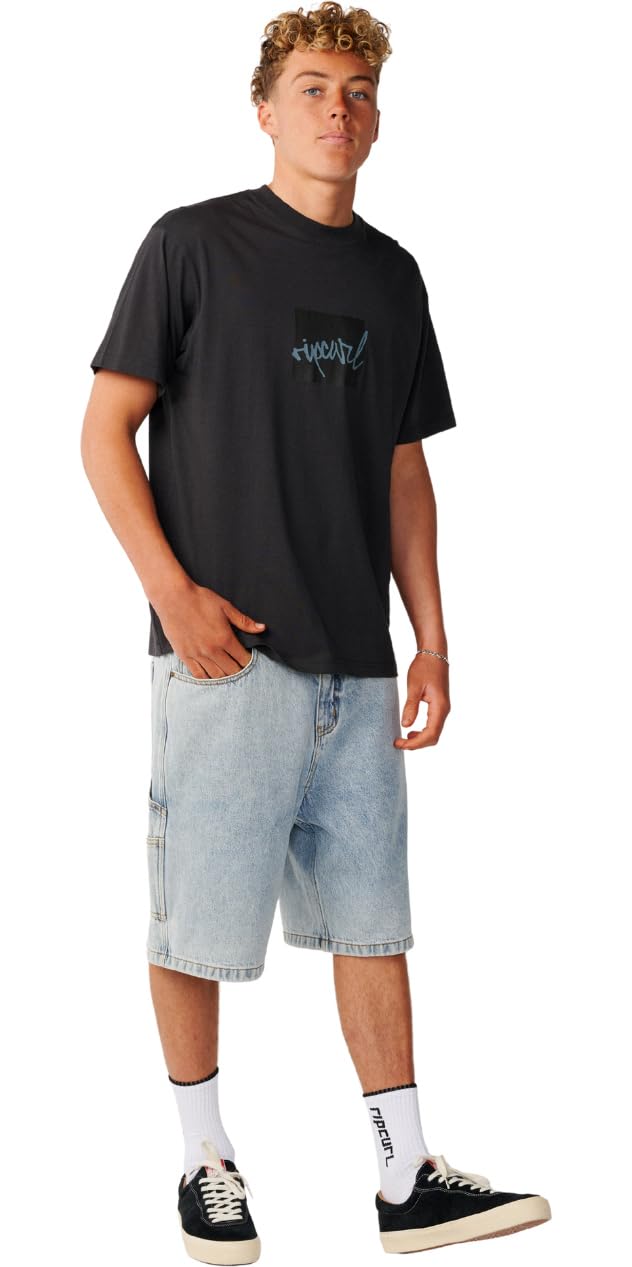 Rip Curl 2026 Hommes Script D'icones Rip T-Shirt 0X8MTE - Washed Black