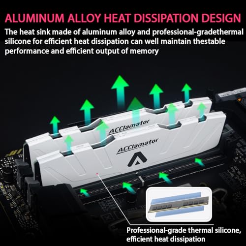 Image of DDR5 RAM 32GB (16GBx2) 6000MHz (PC5-48000) CL40 1.35V (XMP3.0 /Expo) Desktop (DIMM) Computer Memory with Heatsink White Acclamator