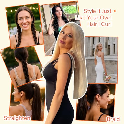 Image of Full Shine Invisible Weft Hair Extensions 105G 16 Inch Cinnamon Copper | Invisible Human Hair Weft Extensions, Sew In Install, Party Styling, Remy Hair, Women Looks, add volume