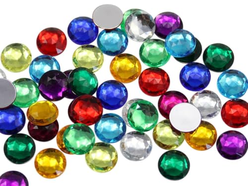Allstarco 13mm (1/2") Assorted Round Flat Back Acrylic Gems, 150 PCS