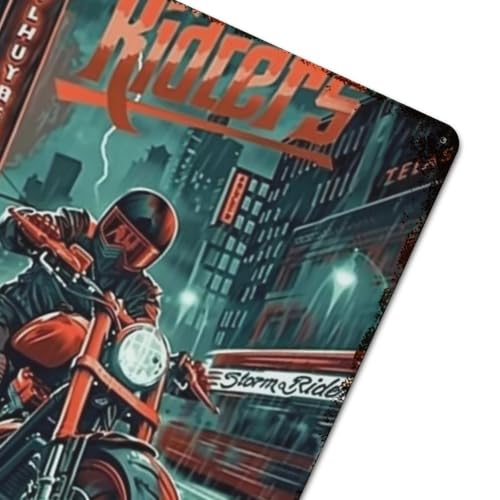 Plaque métal Storm Riders décoration murale vintage bar café boutique 40x30 cm