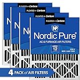 Nordic Pure 20x25x5 MERV 12 Pleated Plus Carbon Honeywell Replacement AC Furnace Air Filters 4 Pack