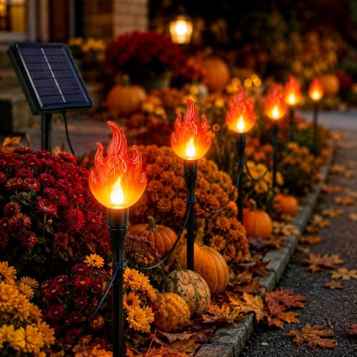 Aufmer 20 Head Flame Shaped Solar Lights 36 Ft Solar Pathway Lights Outdoor - image 5