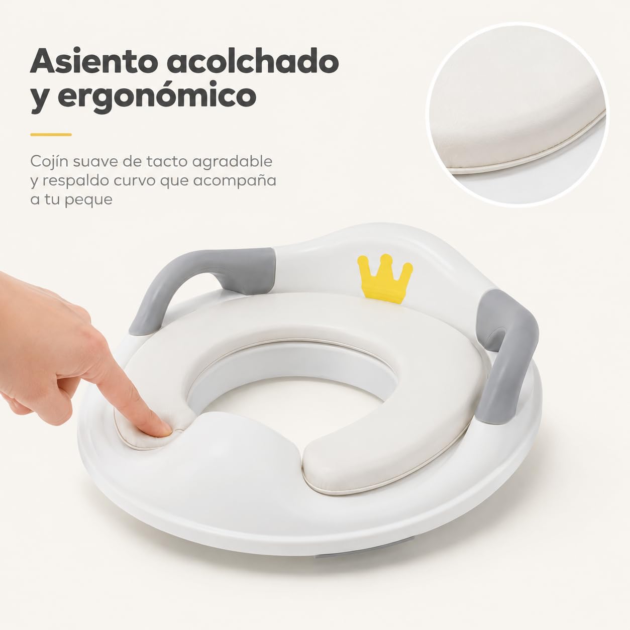 ALMAR Baby Adaptador WC Asiento Reductor de Inodoro para Niños – Entrenador de Baño con asas y respaldo, Cojín Acolchado y Diseño Antideslizante – Universal