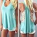 Creazy 2016 Women Summer Loose Lace Vest T Shirt Casual Blouse Tank Tops (L)