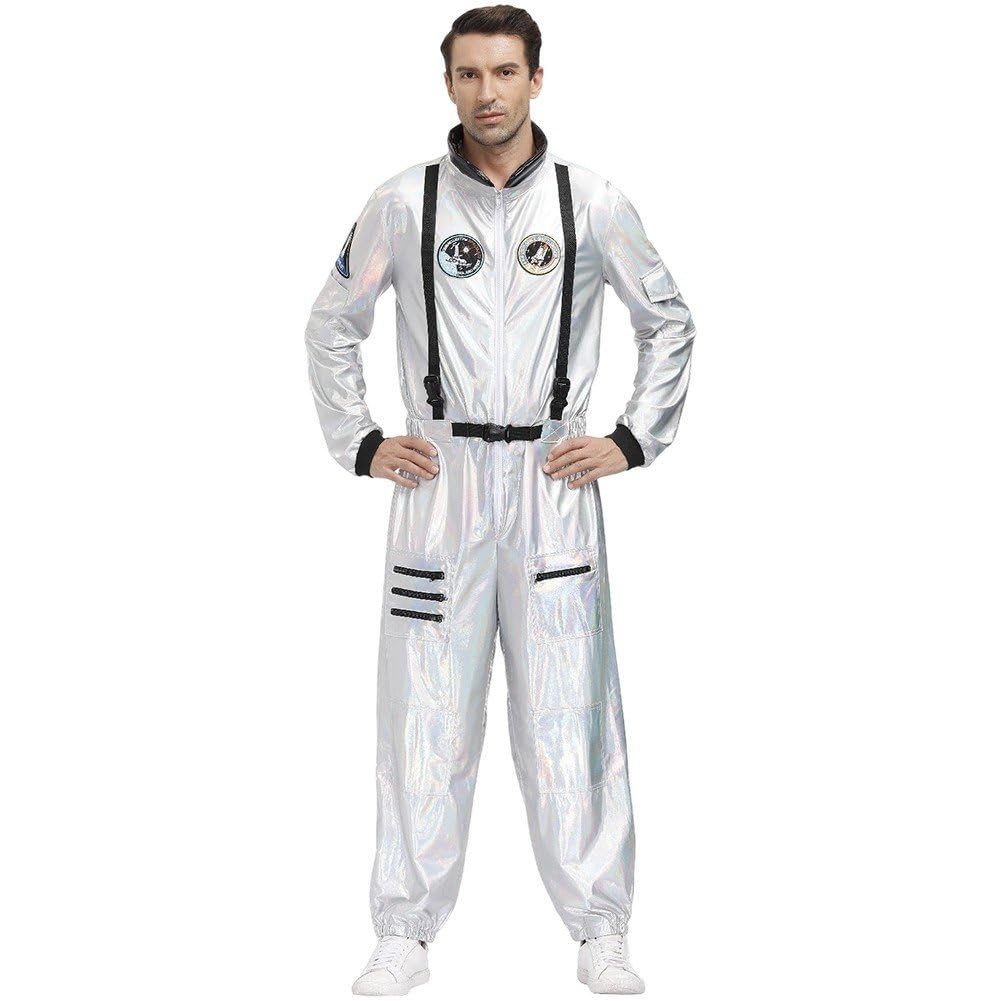Costume d'astronaute confortable et brillant pour adulte, combinaison spatiale intégrale
