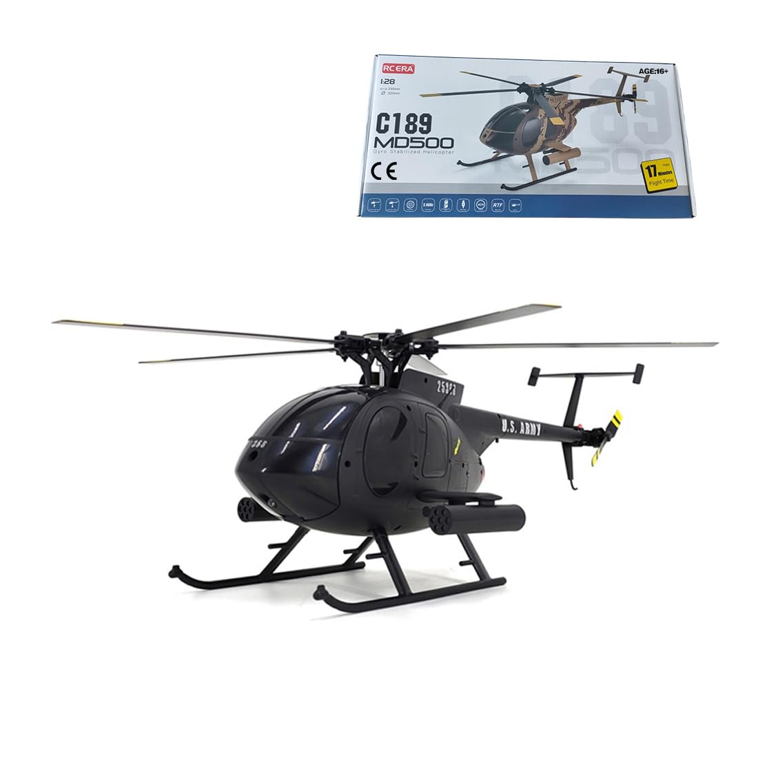 BAUBAUPLAY RC Helicopter for Adults, MD500 C189 Aircraft Model 1/28, 2.4G 4CH Remote Control, Outdoor Games, Birthday Gifts - RTF