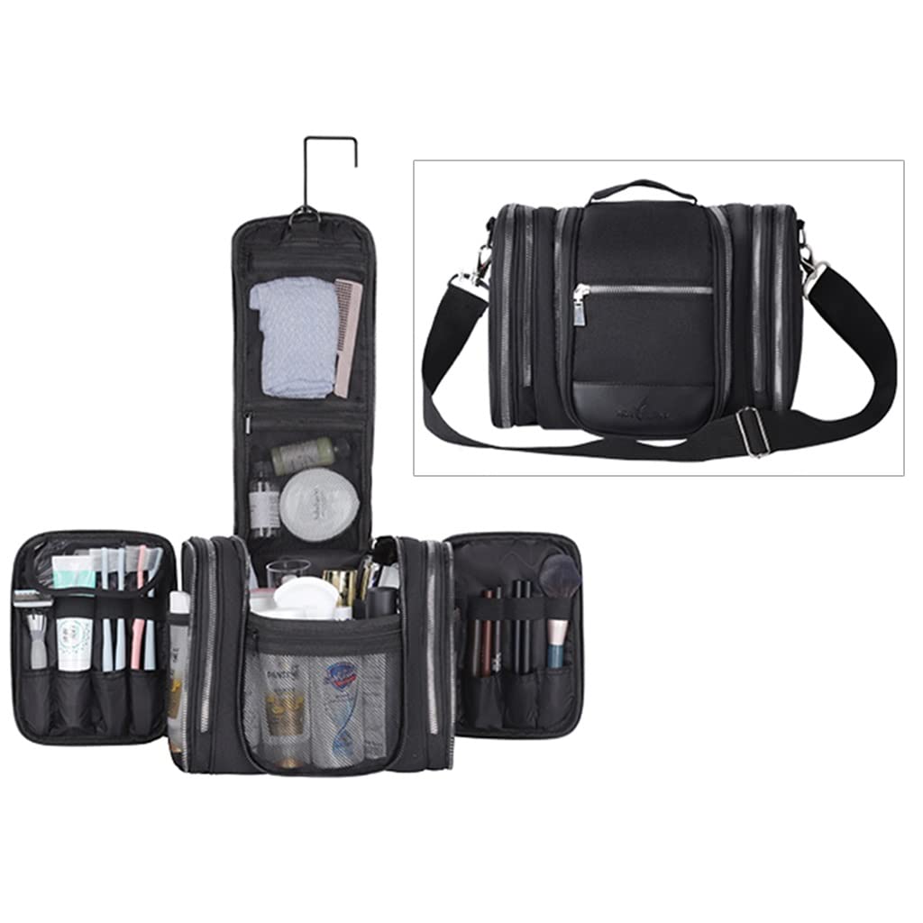 Neceser para Colgar en Estante, Organizador de cosméticos de Viaje, Bolsa de baño para Ducha, para Hombres y Mujeres, se Puede Llevar en la Mano/Hombro (Color: Negro, tamaño: 28 *