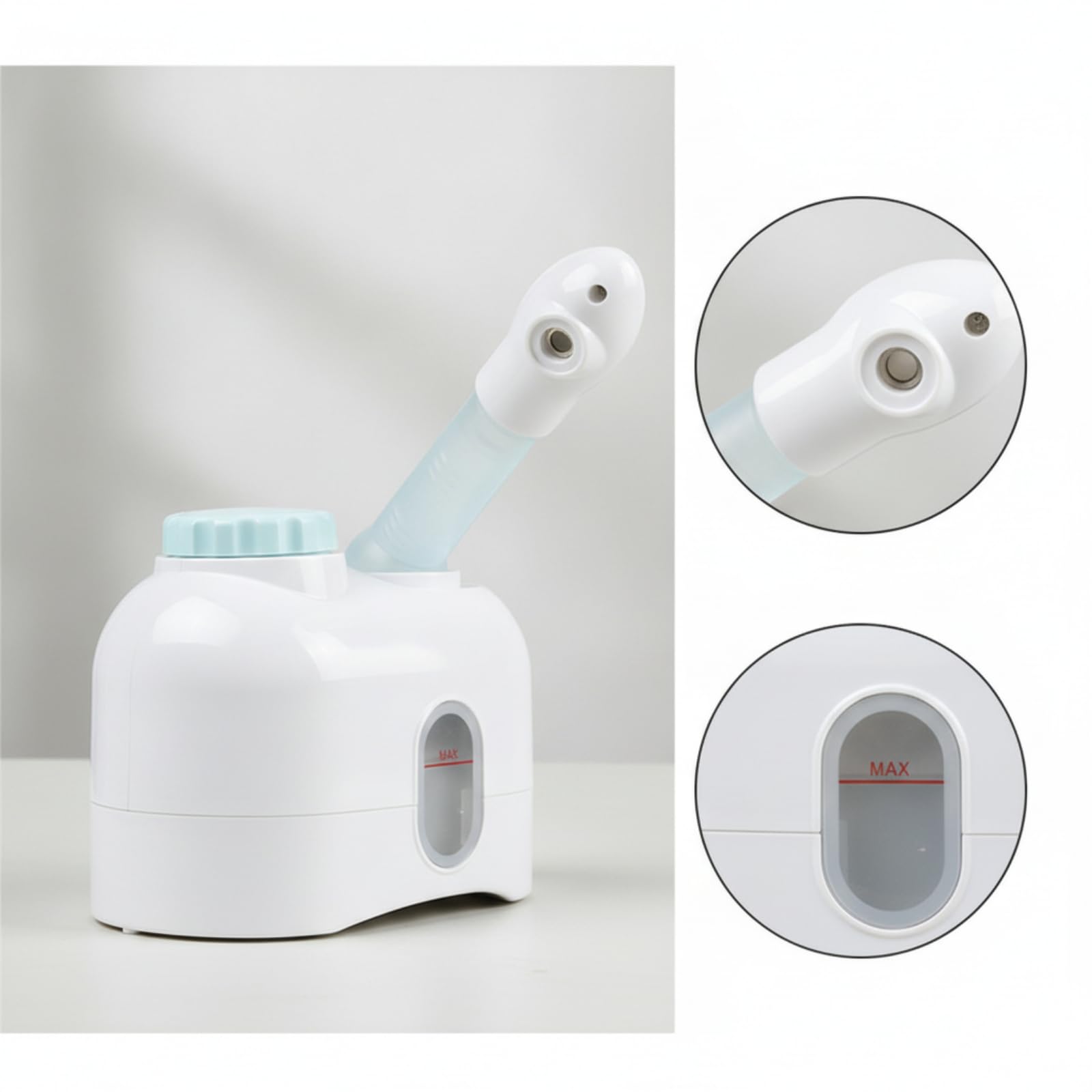 Generic Vaporizzatore Facciale a Vapore Caldo con Umidificatore Ambientale per Preparazione Skincare E Trattamenti Estetici Professionali con Tubo di Erogazione Inclinato E Coperchio Amovibile