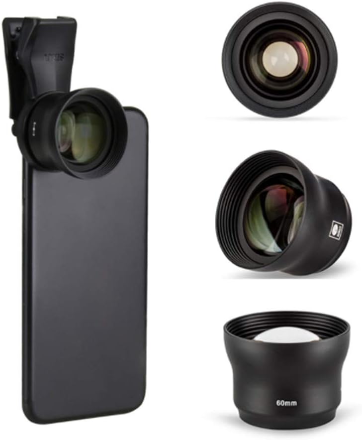 60mm Telephoto Portrait Phone Lens with Clip Blurred Background Metal Shell Multi-Layer Coating Fast Installation Single-Reverse Process