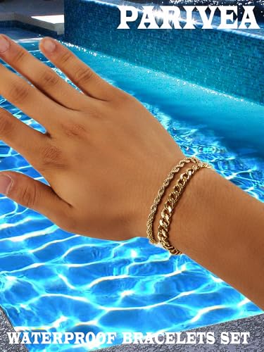 3 PCS Silver Bracelets for Men 925 Sterling Silver/14K Gold Palted Cuban Link Chain Bracelet Figaro Rope Bracelet Set Mens Jewelry Gifts for Dad Husband Boyfriend 7.5/8.2 Inches3