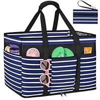 LUROON Strandtasche XXL Familie mit Reißverschluss, Badetasche Große Damen Faltbare Badetasche XXL Familie Leicht Beach Bag Schwimmbadtasche für Strand Pool Picknick Reisen 50 * 35 * 20cm