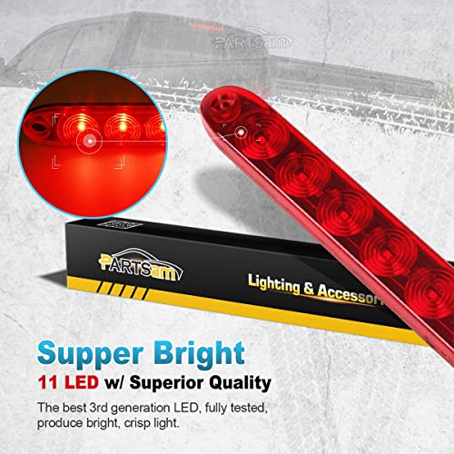 Image of Partsam 15 inch Red Hi Mount Center ID Bar 11 LED Stop Turn Tail Light Trailer Truck 4 Wires