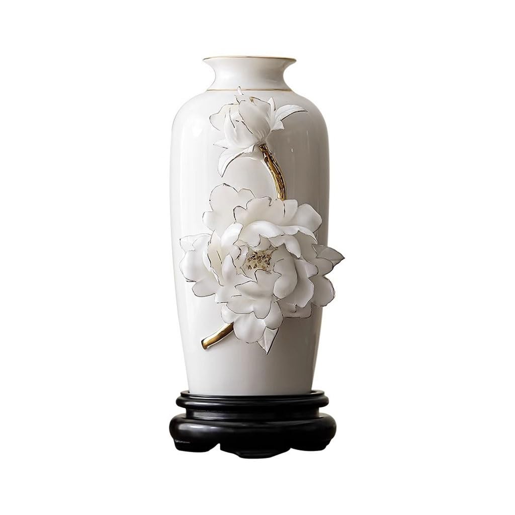 Vases for Flowers Living Room Creative Carved Ceramic Vase Ornaments TV Cabinet High-end Flower Arrangement Flower Vases Decorative