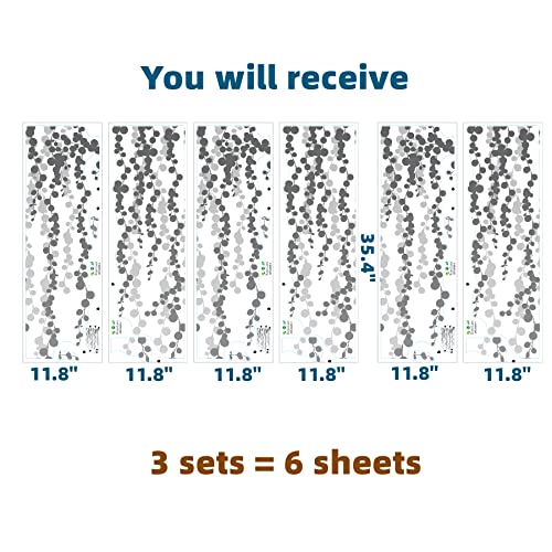 Royolam 6 Sheets Gradient Dark Gray Hanging String Of Pearls Vine Wall Decal Living Room Succulents Wall Sticker Pvc Removable Peel And Stick Diy Wall Art Decor Stickers For Bedroom Bathroom Office (3 Sets) #TOP4