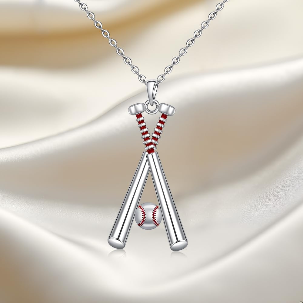 Baseball Necklace for Men Women Sterling Silver Baseball Bat Cross Necklaces Softball Cross Sports Pendant Jewelry Gifts - Image 9