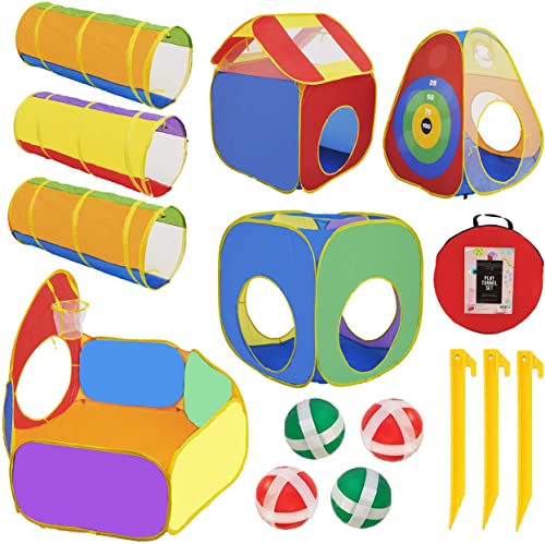 7 Piece Kids Ball Pit Play Tunnel for Kids Tunnel - with 4 Dart Balls | Ball Pits for Toddlers | Baby Tunnel for Toddlers | Toddler Tunnel