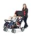 Gaggle by Foundations Sport Quad 4 Seat Stroller | 4-Seat Stroller for Daycare | Oversized UV Blocking Canopy | 5-Point Harness | Easy Loading | Storage Bucket | Red
