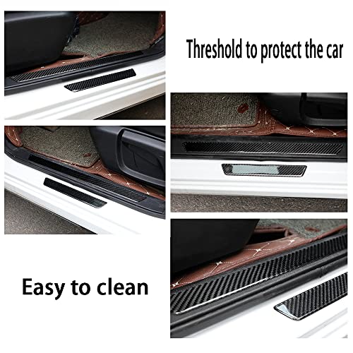 Image of Door Threshold Protector,Carbon Fiber Emblem Scratch Pad Door Entry Guard Decals Badge Sports Decoration Lossless Installtion Accessories 4 Packs