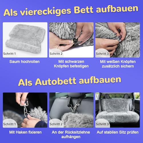 Mora Pets Sofaschutz Hund Hundedecke Sofa Hundebett Couch Plüsch Sofaschoner für Hunde wasserdicht & antirutsch Hundekissen, L 78 x B 94 x H 12 cm (4-in-1)