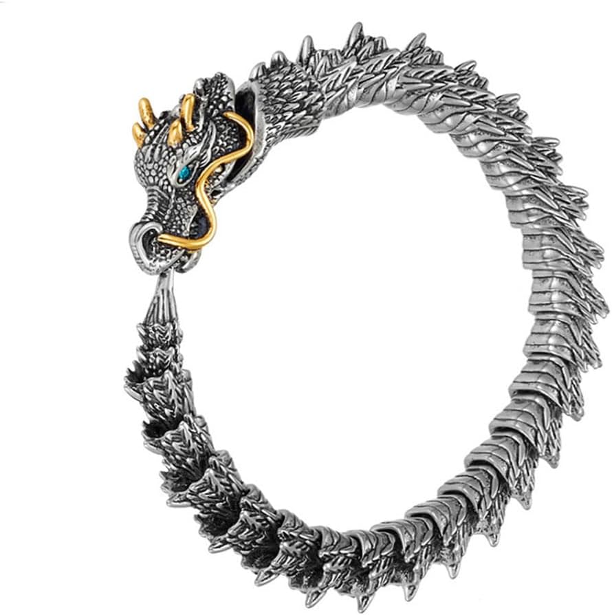 Vintage Dragon Bracelet Metal Zodiac Dragon Totem Bracelet Hook Clasp Hip Hop Viking Bracelet for Men Accessories with Gift Box - Image 8