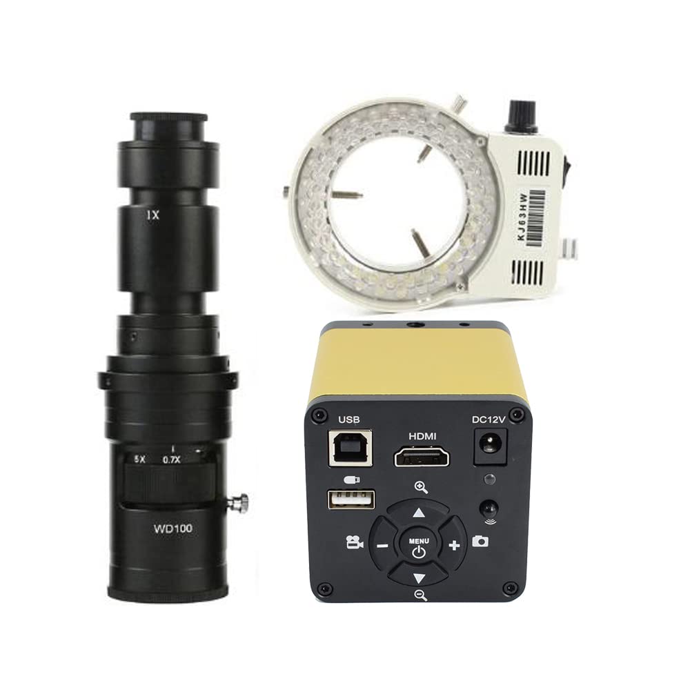 Nueva cámara de vídeo Digital con microscopio USB 4K HDMI de 40MP y Lente de Montaje en C 500X con Anillo de luz Ajustable de 56 LED para reparación de Soldadura de PCB de teléfono
