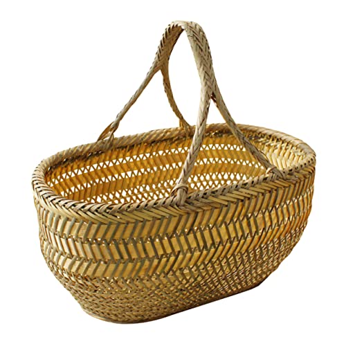 COLLBATH Home Vegetables Basket Weaving Basket for Shopping and Storage for Fruits and Snacks Random Color Design