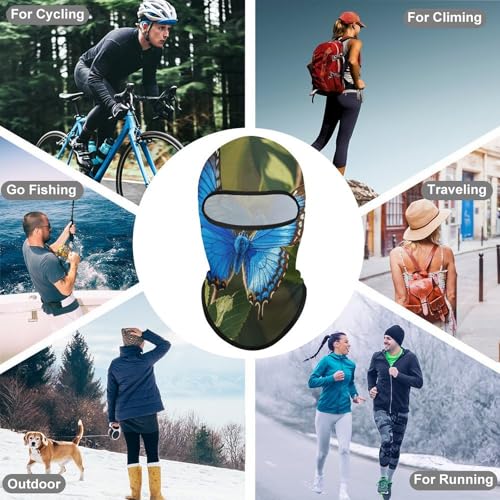 Balaclava para hombre y mujer, máscara para esquiar con diseño de mariposa azul, cubreboca completo para ciclismo miniatura 6
