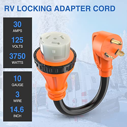 Image of Nilight RV Locking Adapter Cord 30Amp to 50Amp Pure Copper Heavy Duty Dog Bone Plug 10 Gauge Wire TT-30P SS2-50R 30M /50F Weatherproof for RVs Camper Caravan Van Trailer