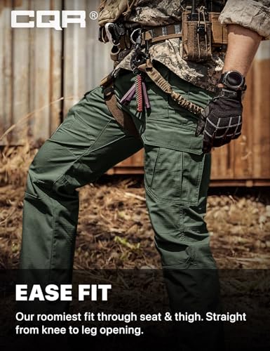 Image of CQR Men's Tactical Pants, Water Resistant Ripstop Cargo Pants, Lightweight EDC Work Hiking Pants, Outdoor Apparel