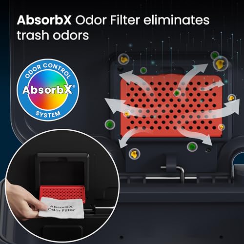 Image of iTouchless SoftStep 13.2 Gal / 50L Step Pedal Kitchen Trash Can with Odor Filter, Durable Dent-Proof Construction and Stainless Steel Trim, Garbage Bin with Lid for Home Office, Bedroom, Black Plastic