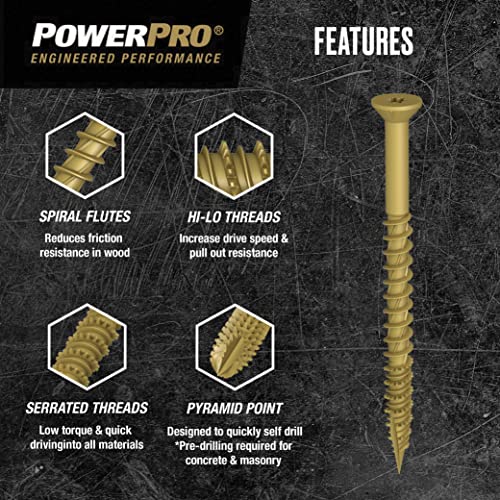 Power Pro Premium One Tornillos Multimaterial Cabeza Plana, Acero Epoxy, 10 x 2 pulgadas, Caja con 15 Piezas miniatura 4