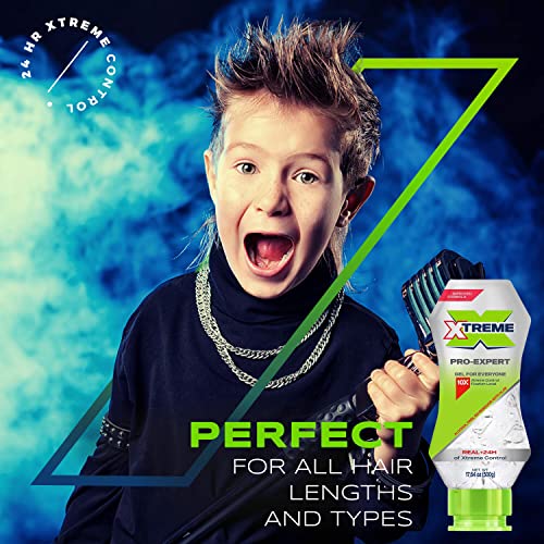 Xtreme Pro-Expert Clear Styling Hair Gel, Alcohol-Free 24-Hours Control With Aloe Vera, 17.64 Oz Squeeze Bottle (Pack Of 12) #TOP6