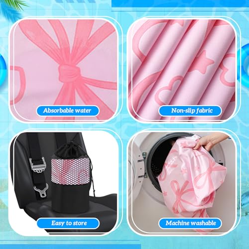 Image of Hahafelt 2 Pack Car Seat Towel Cover with Storage Bag, Pink Bow