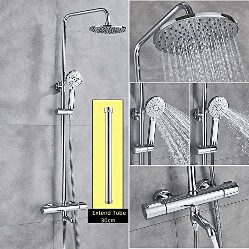 Ensemble de robinet de douche chromé avec mitigeur thermostatique pour baignoire