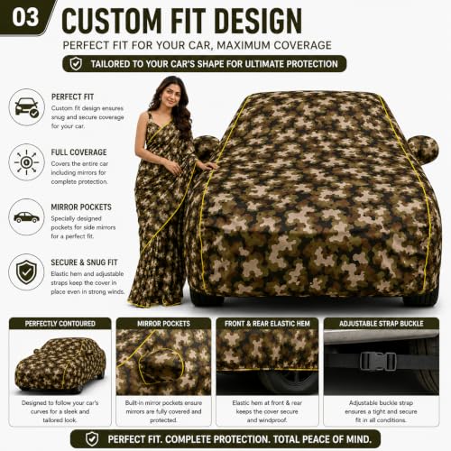 Image of Magic 6-Layer 100% Waterproof Custom Fit Car Cover for Mahhindraa Thar (All Models) Army | UV, Heat, Rain, Dust & Scratch Resistant | All Weather Outdoor & Indoor Full Body Car Cover