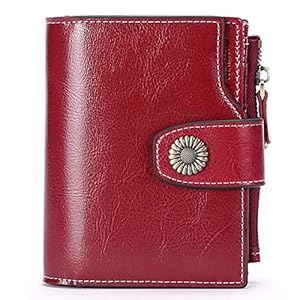 SENDEFN Portemonnaie Damen Echtleder, Bifold Compact RFID-Blockierung Geldbeutel Damen, Geldbörse Damen mit 16 Kartenfächern und 1 Reißverschlussfach