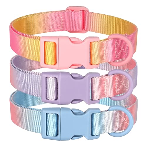 Arctideer 3 Pack Quick Release Dog Collars for Medium Dogs, Random Color, Lightweight, Adjustable...