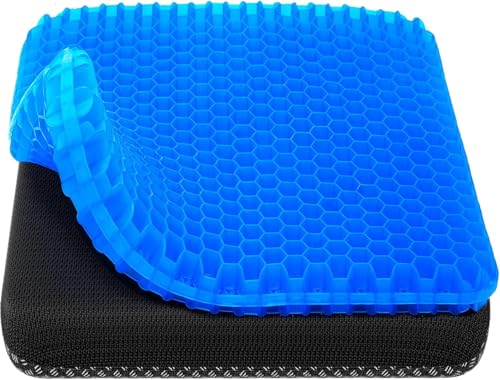 Cojín de asiento de gel, grueso, con funda antideslizante, transpirable, con diseño de panal, absorbe los puntos de presión, para silla, coche, oficina, silla de ruedas