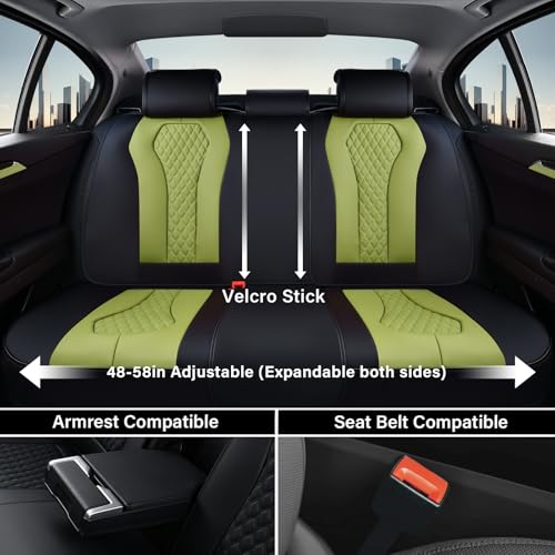 Image of Coverado Seat Covers, Car Seat Covers Full Set, Green Car Seat Cover, Car Seat Cushion Waterproof, Luxury Auto Seat Covers, Seat Cover Car Seat Protector Fit for Most Cars