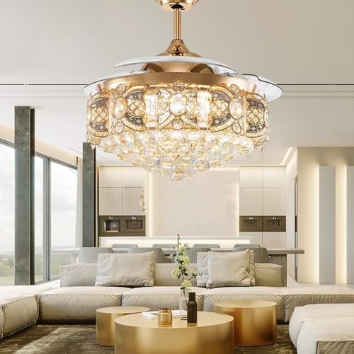 Image of oltao Ember Smart Chandelier Ceiling Fan with BLDC Motor, Dimmable 3 Colour LED Light, Alexa & Google Home Compatible, Remote & App Control