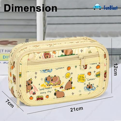 Image of FunBlast Pencil Pouch for Girls- Kawaii Pencil Pouch, Aesthetic Pencil Case Organizer, Large Capacity Stationary Organizer Case, Multipurpose Zipper Pouch for Kids & Adults (Beige)