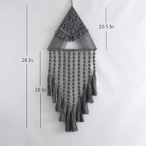 Miniatura 6 de Tapiz colgante de algodón tejido de macramé, decoración de pared hecha a mano, tapiz para decoración de pared del hogar, frontón de pared de 10.5 x